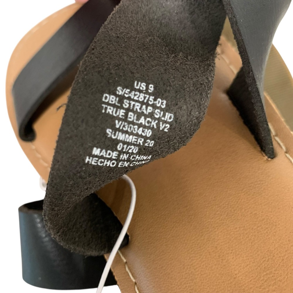 GAP Women's Double Strap Slide Sandals Black Size 9 Minimal Flat Sandals NWT - Picture 2 of 7